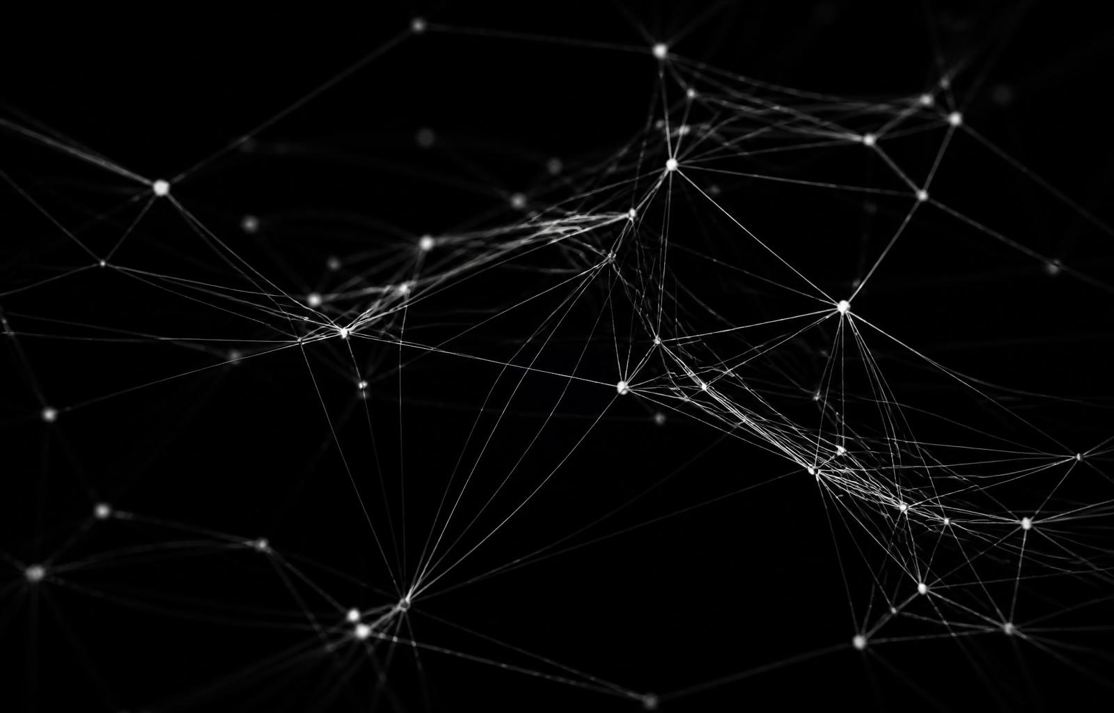 Abstract network of fine lines and nodes evoking relationship intelligence.